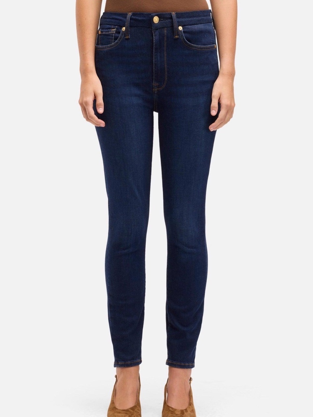 7 For All Mankind High Waist Ankle Skinny Jeans Dark Wash Stretch Size 30